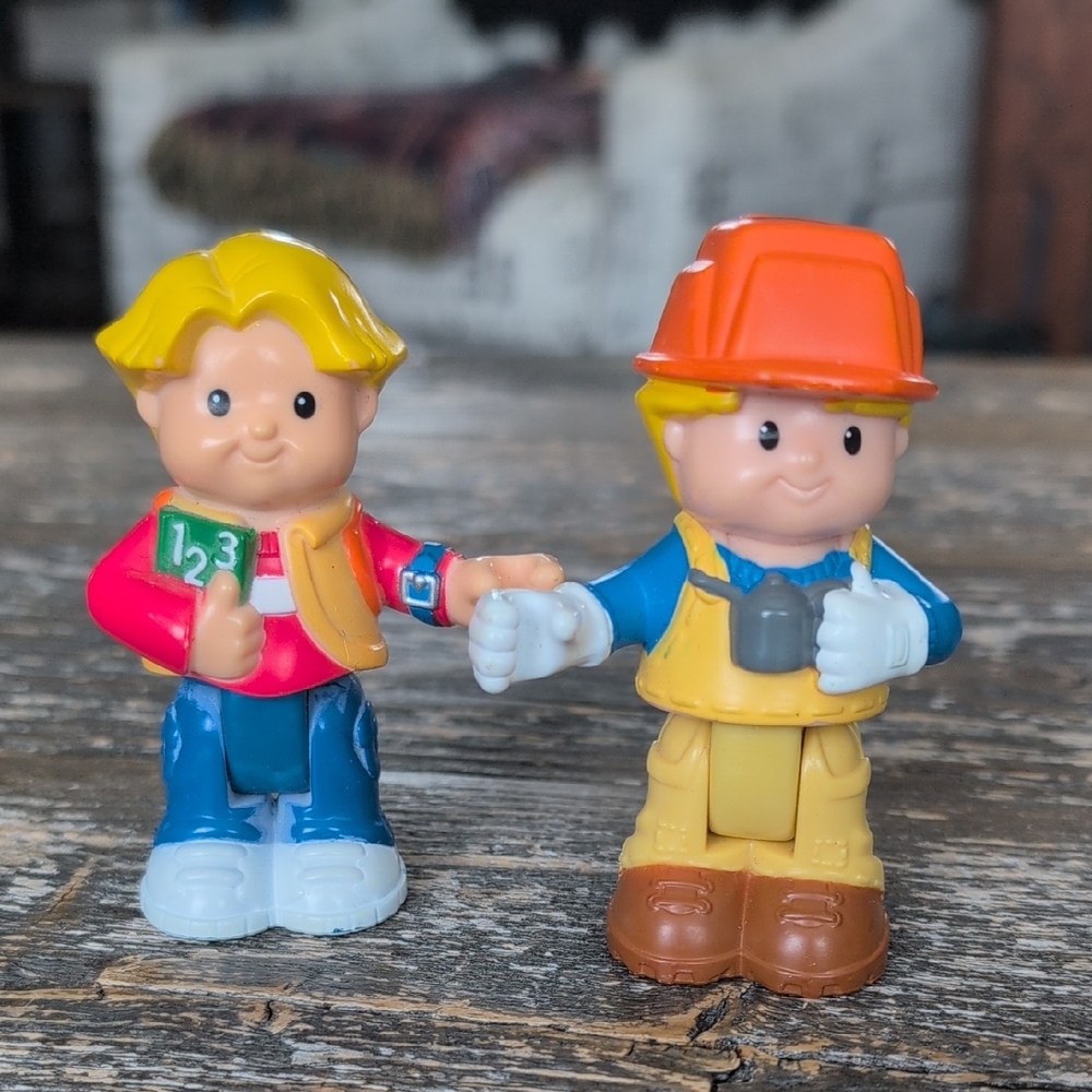 Fisher Price Construction Worker and Student Toy Figures